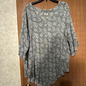 Chic Gray Patterned Women's Tunic